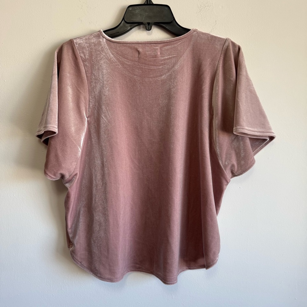 Madewell Velvet Top Medium M Pink Short Sleeve Boho Flutter Soft Party Tee - Picture 6 of 6